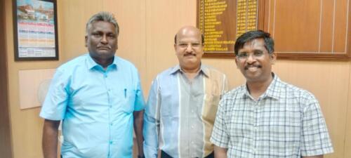 ImportantToday Thursday 30/5 morning @ Chennai ( Southern Railway HQ)  had discussion meeting with 1)Sri KAUSHAL KISHORE., Addl General Manager 2)*Sri Vivek Sharma G. R.Secretary to GM*3) Sri B. Guganesan, Deputy General Manager.,Agenda:-Reg to commence Triweekly Direct night train service from Mettupalayam / Coimbatore to TUTICORIN ,to extend Train service Palaruvi express train to Ernakulam /Palakad  from TUTICORIN , New day time Train services to Madurai / Trichy to run New train services , Timing correction and adequate special trains during Vacations and Festivals……..